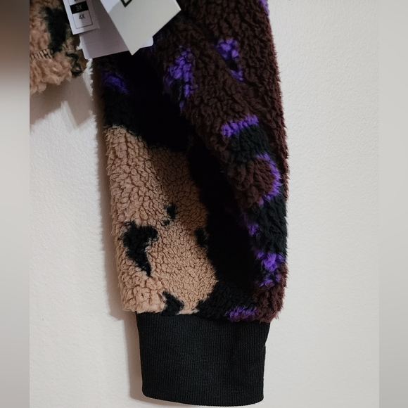 Plus Size BP High Pile Fleece Sweatshirt in Black-Brown-Purple Pressed Floral - Picture 8 of 10